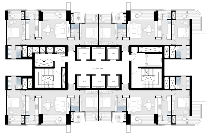 BPTP Amstoria Verti Greens Floor Plan 3 BHK 1,650 Sq.Ft.