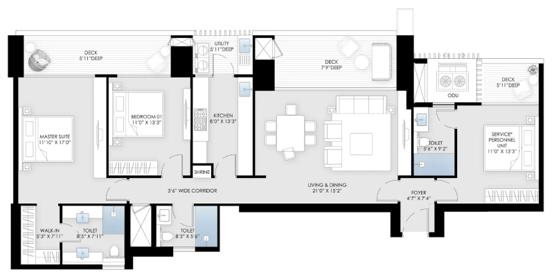 BPTP Amstoria Verti Greens Floor Plan 3 BHK 2,460 Sq.Ft.